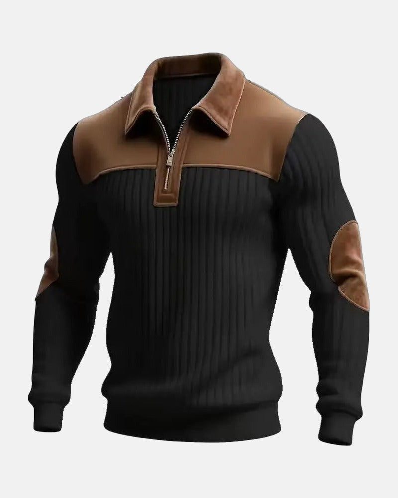 Brenner Quarter-Zip Sweater in Black