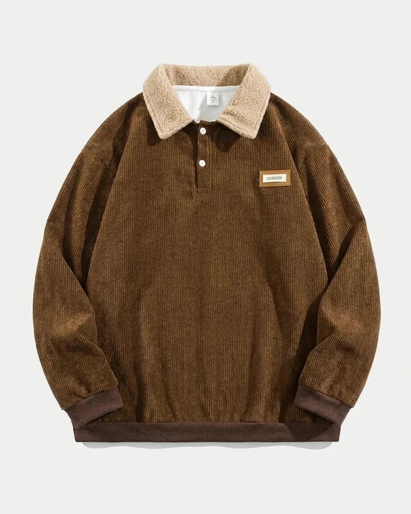 Chamonix Corduroy Polo Sweater in Brown