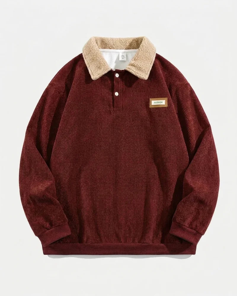 Chamonix Corduroy Polo Sweater in Burgundy