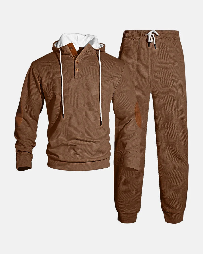 Eton Textured Hoodie Set in Brown