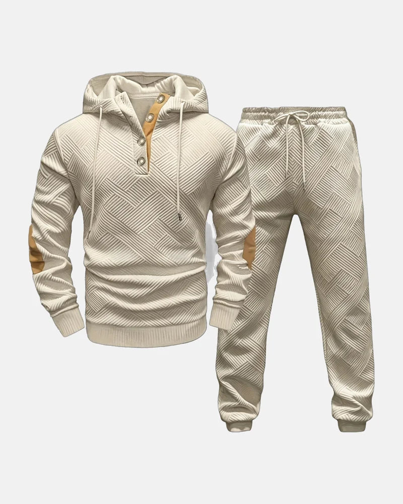 Eton Textured Hoodie Set in Cream