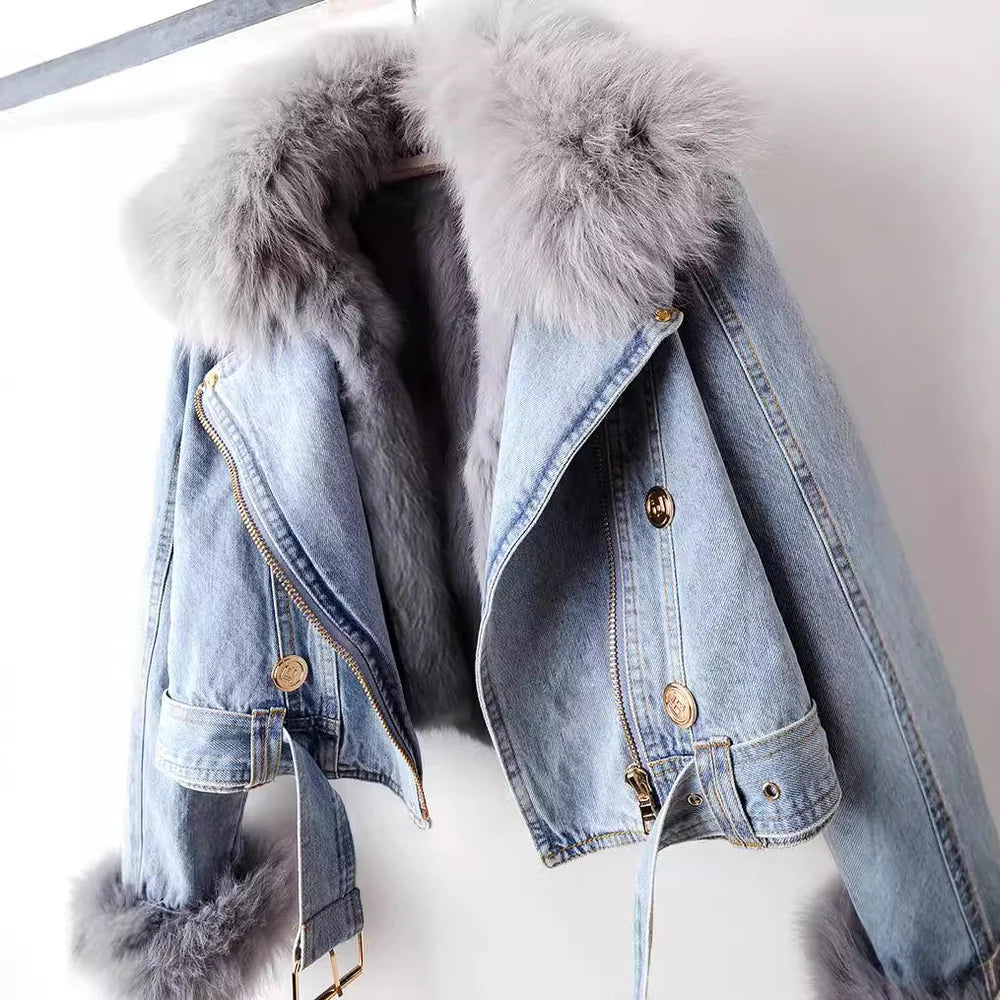 Margaux Fox Fur Denim Coat