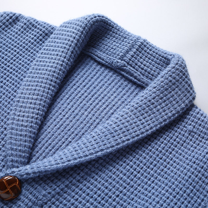 Waffle Knit Wool Cardigan