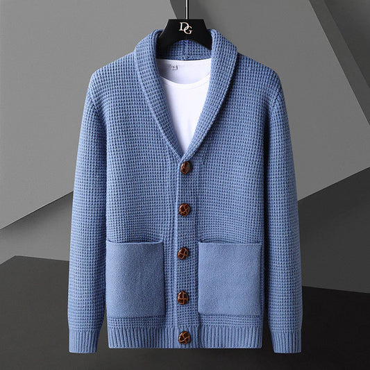 Waffle Knit Wool Cardigan