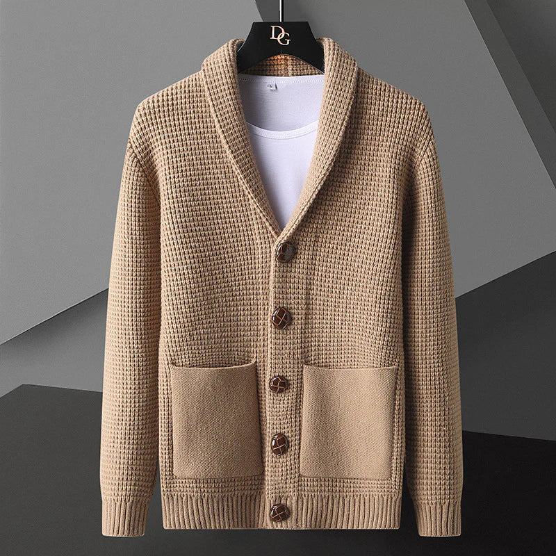 Waffle Knit Wool Cardigan