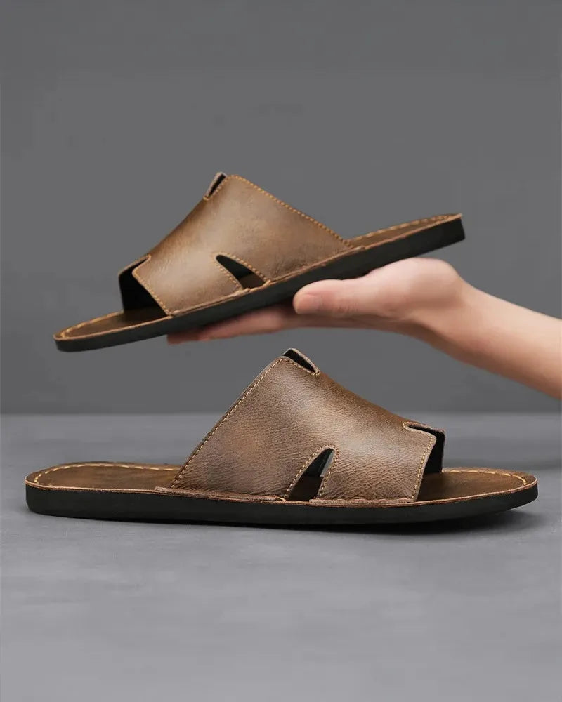 SALERNO GENUINE LEATHER SLIDES