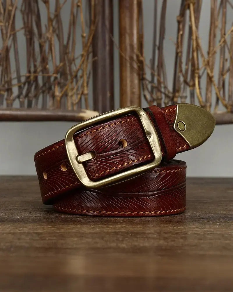 Adam Embossed Leather Belt