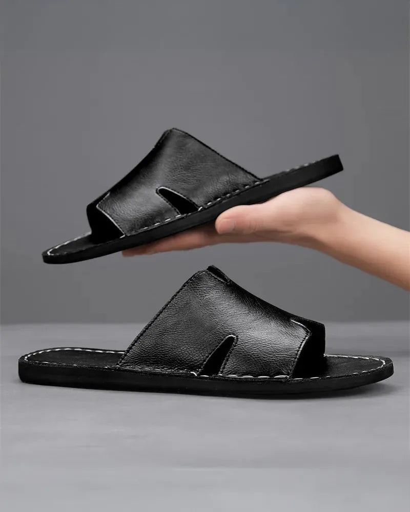 SALERNO GENUINE LEATHER SLIDES