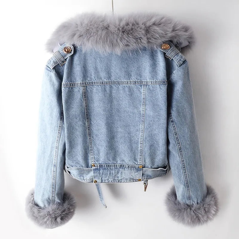 Margaux Fox Fur Denim Coat