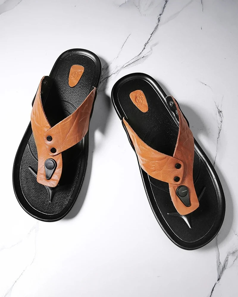 CAVETTA LEATHER SLIDES