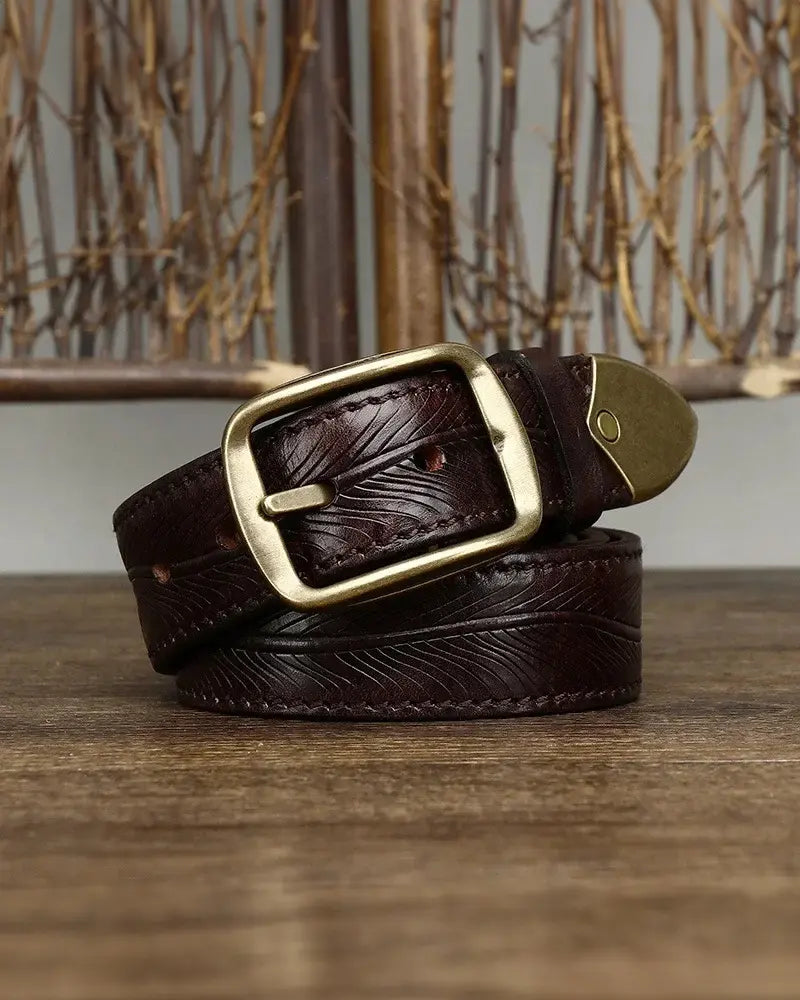 Adam Embossed Leather Belt