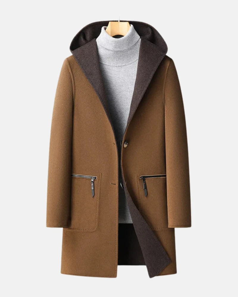 Regent Hooded Wool Overcoat