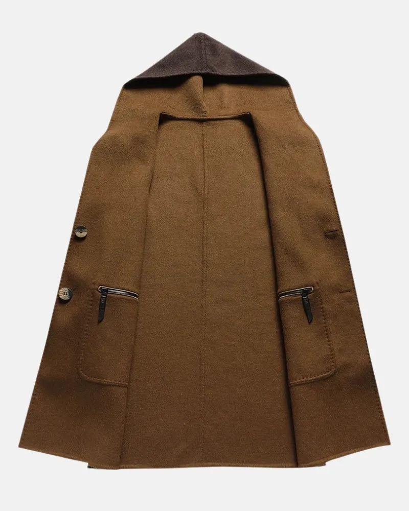 Regent Hooded Wool Overcoat