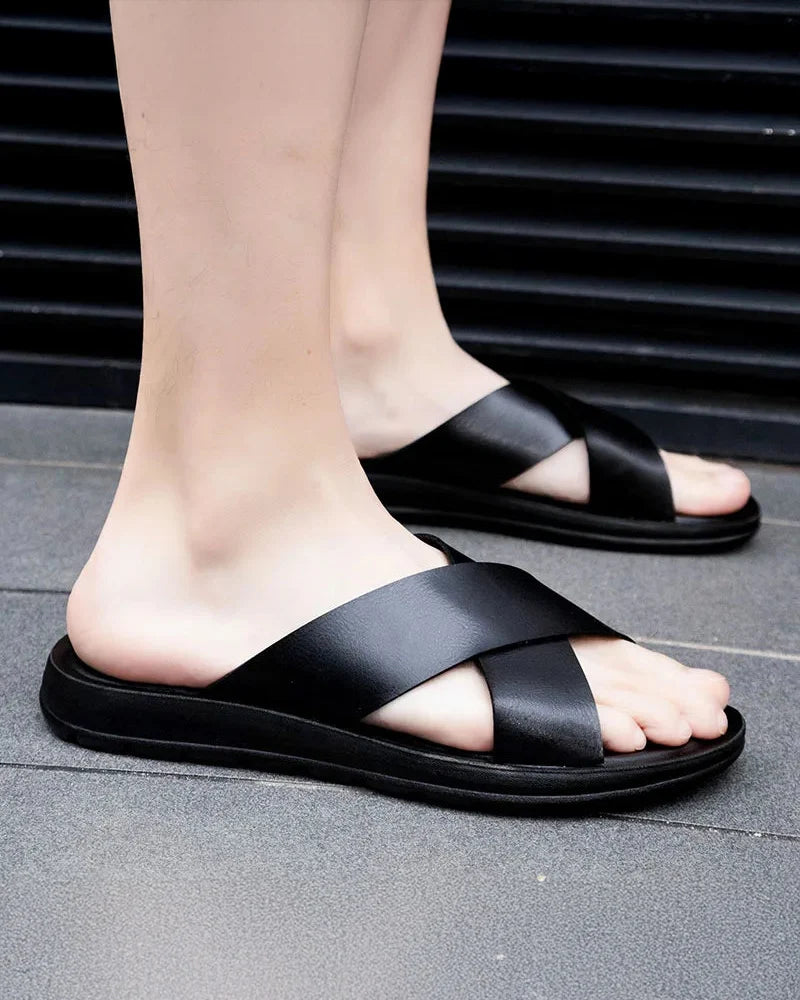 Castor Leather Slides