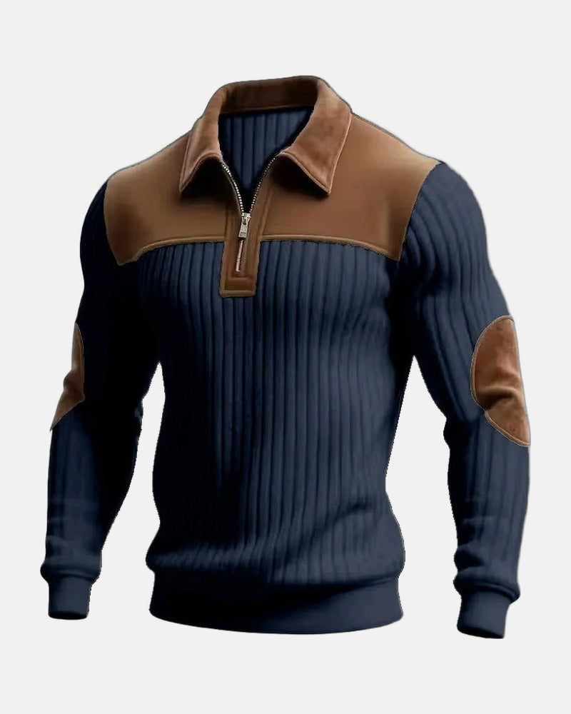 Brenner Quarter-Zip Sweater in Navy
