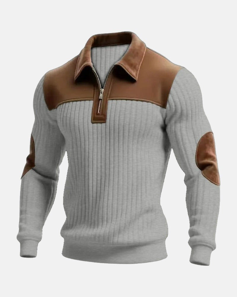 Brenner Quarter-Zip Sweater in Light Gray