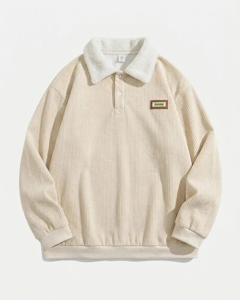 Chamonix Corduroy Polo Sweater in Cream