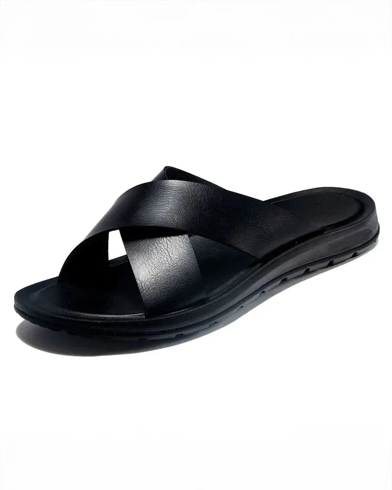 Castor Leather Slides