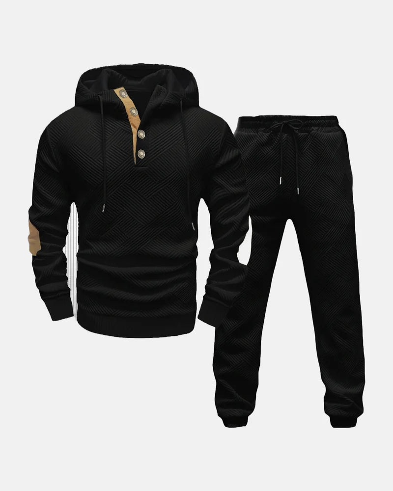Eton Textured Hoodie Set in Black