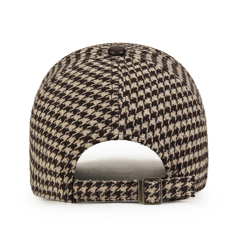 Houndstooth Leather Cap