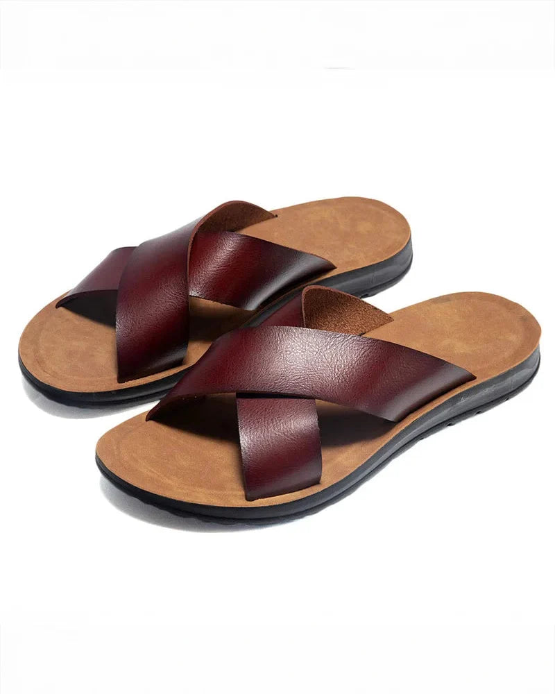 Castor Leather Slides