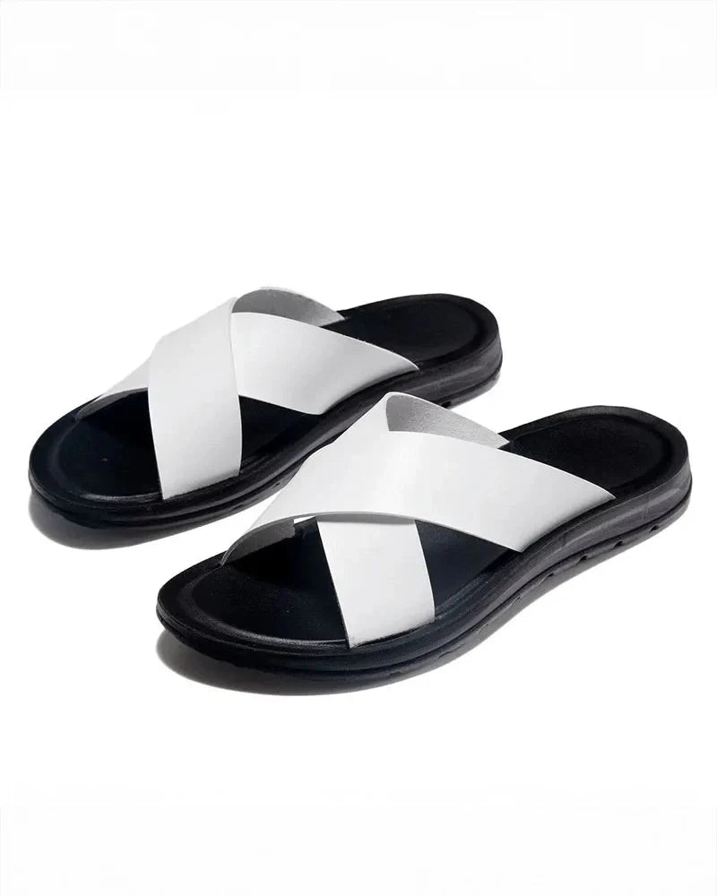 Castor Leather Slides