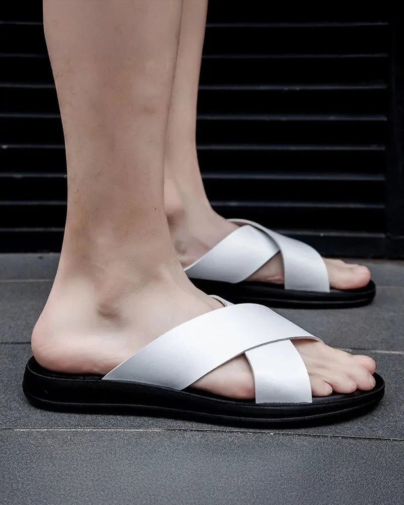 Castor Leather Slides