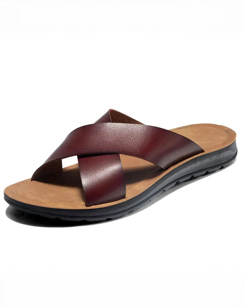 Castor Leather Slides