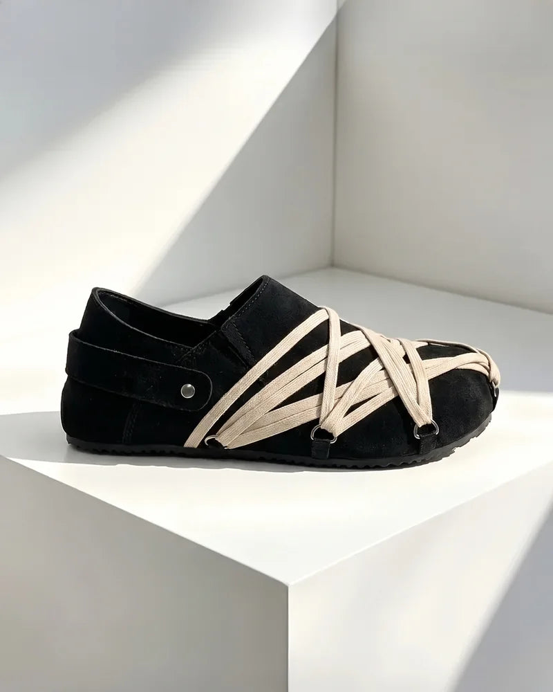 Positano Wrap Slip-Ons in Black