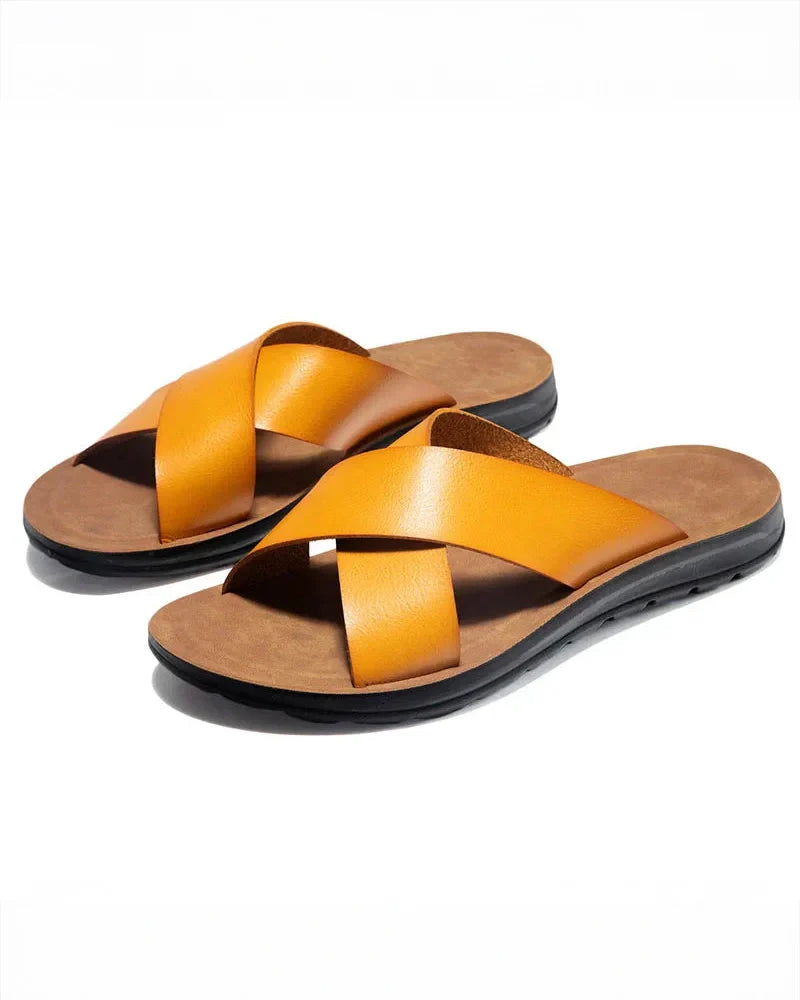 Castor Leather Slides