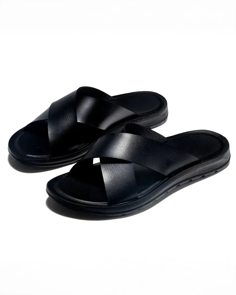 Castor Leather Slides