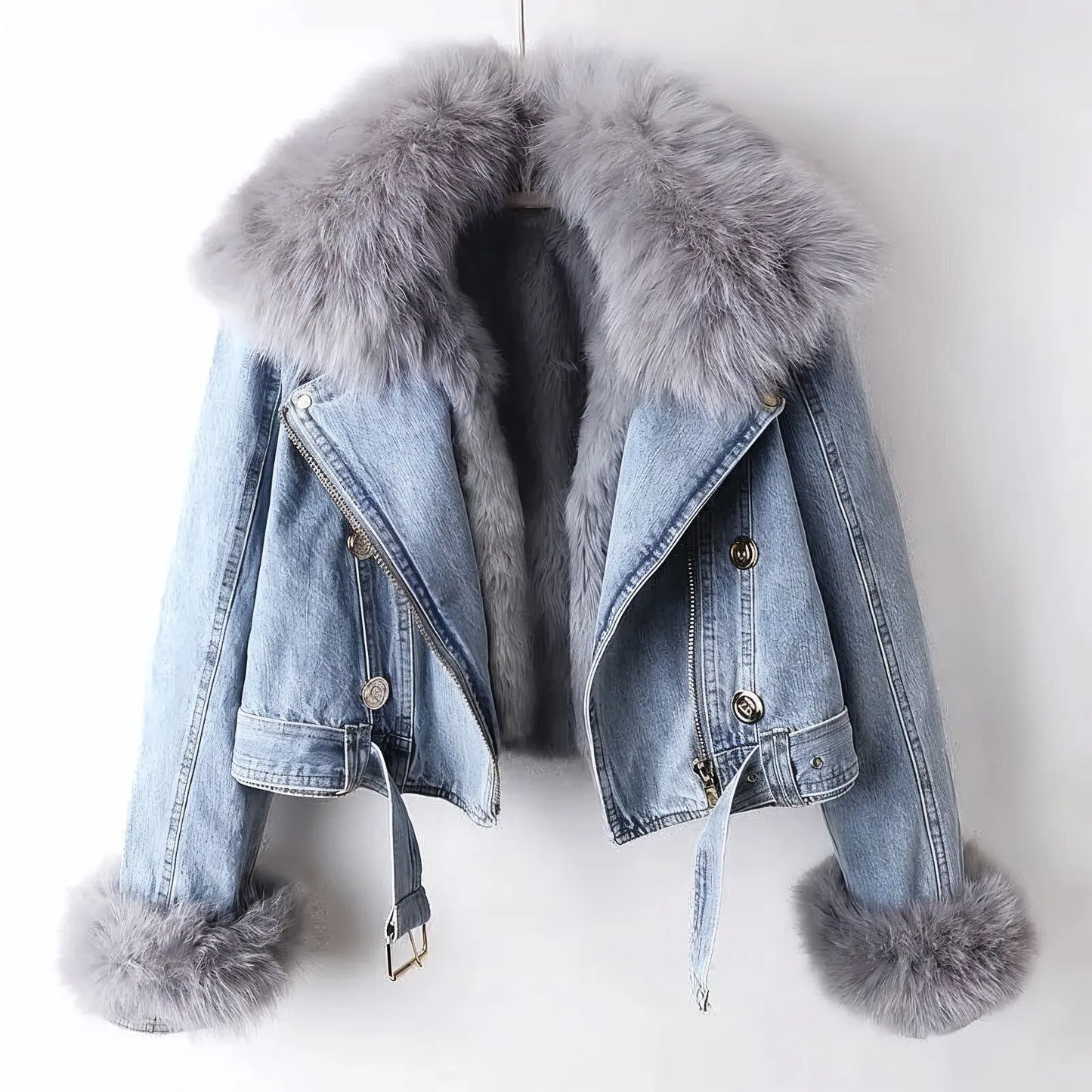 Margaux Fox Fur Denim Coat