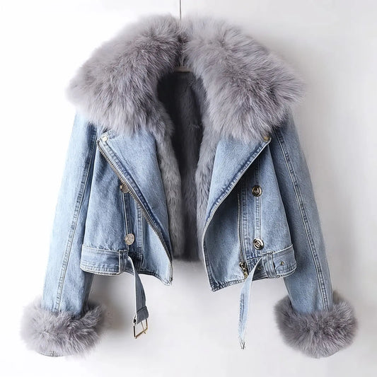 Margaux Fox Fur Denim Coat