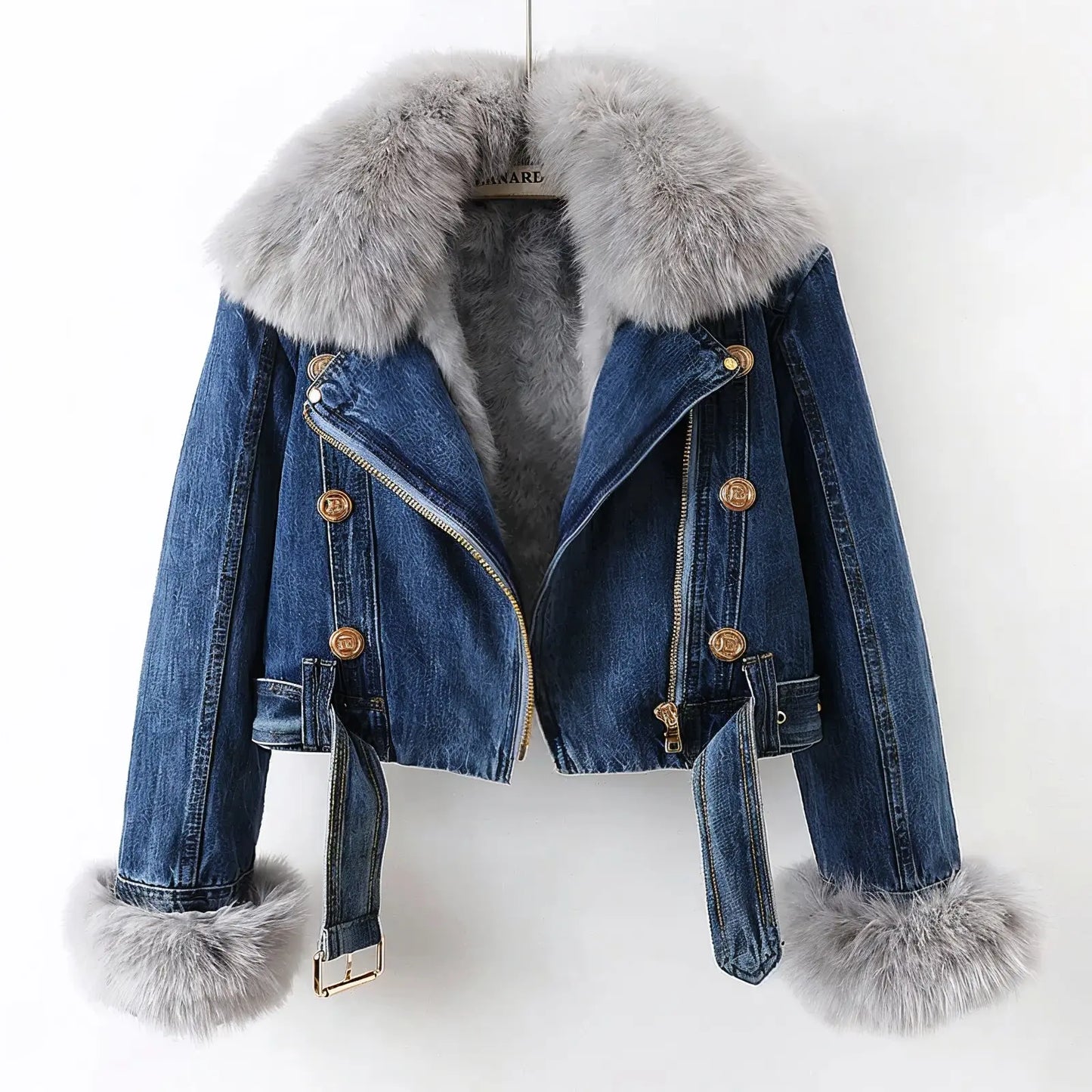 Margaux Fox Fur Denim Coat